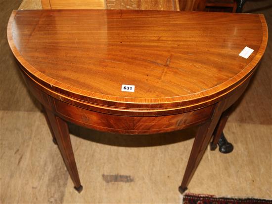 Inlaid mahogany demi lune table